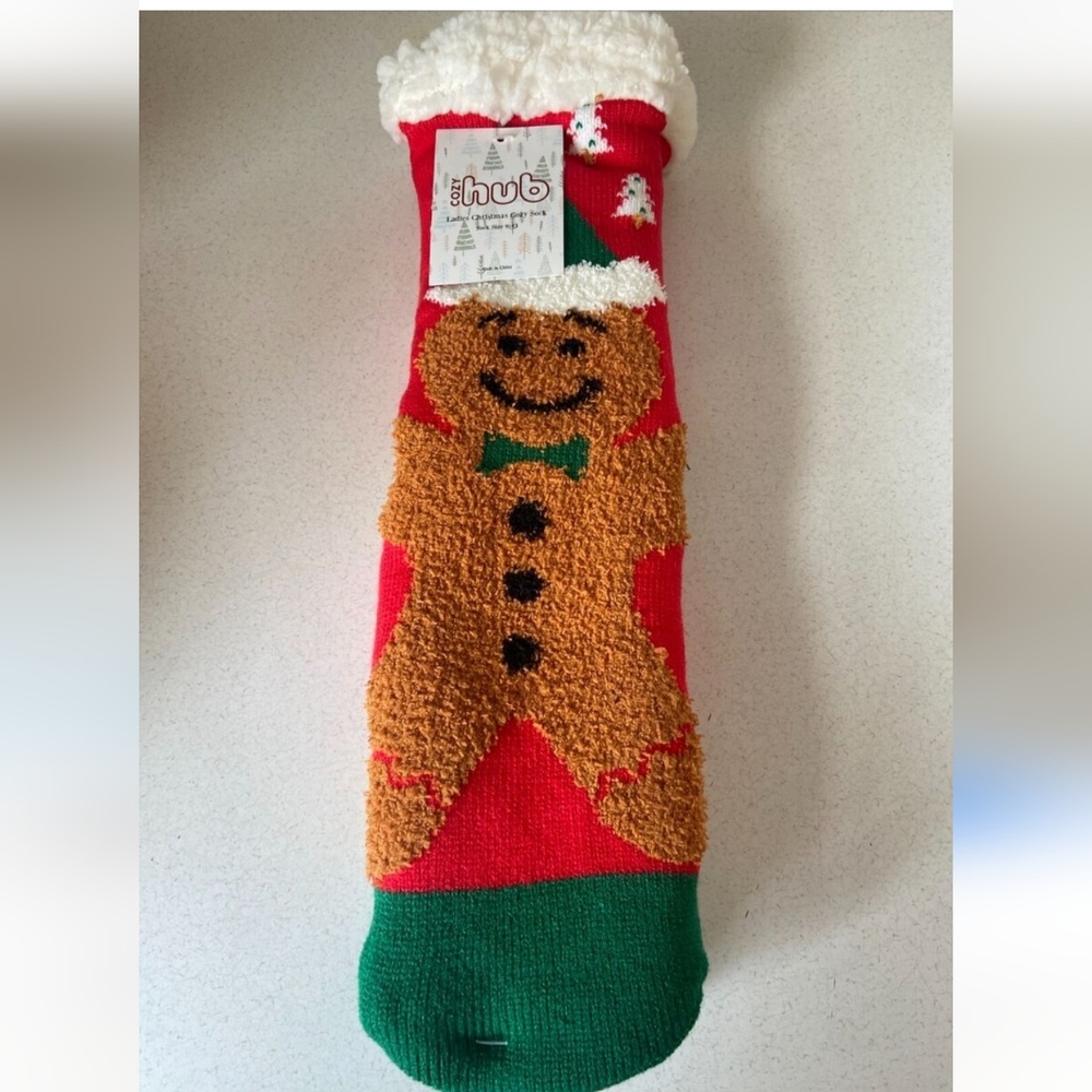 Cozy Hub New Women's Fuzzy Warm Sherpa Winter Christmas Socks Non Skid Slipper.